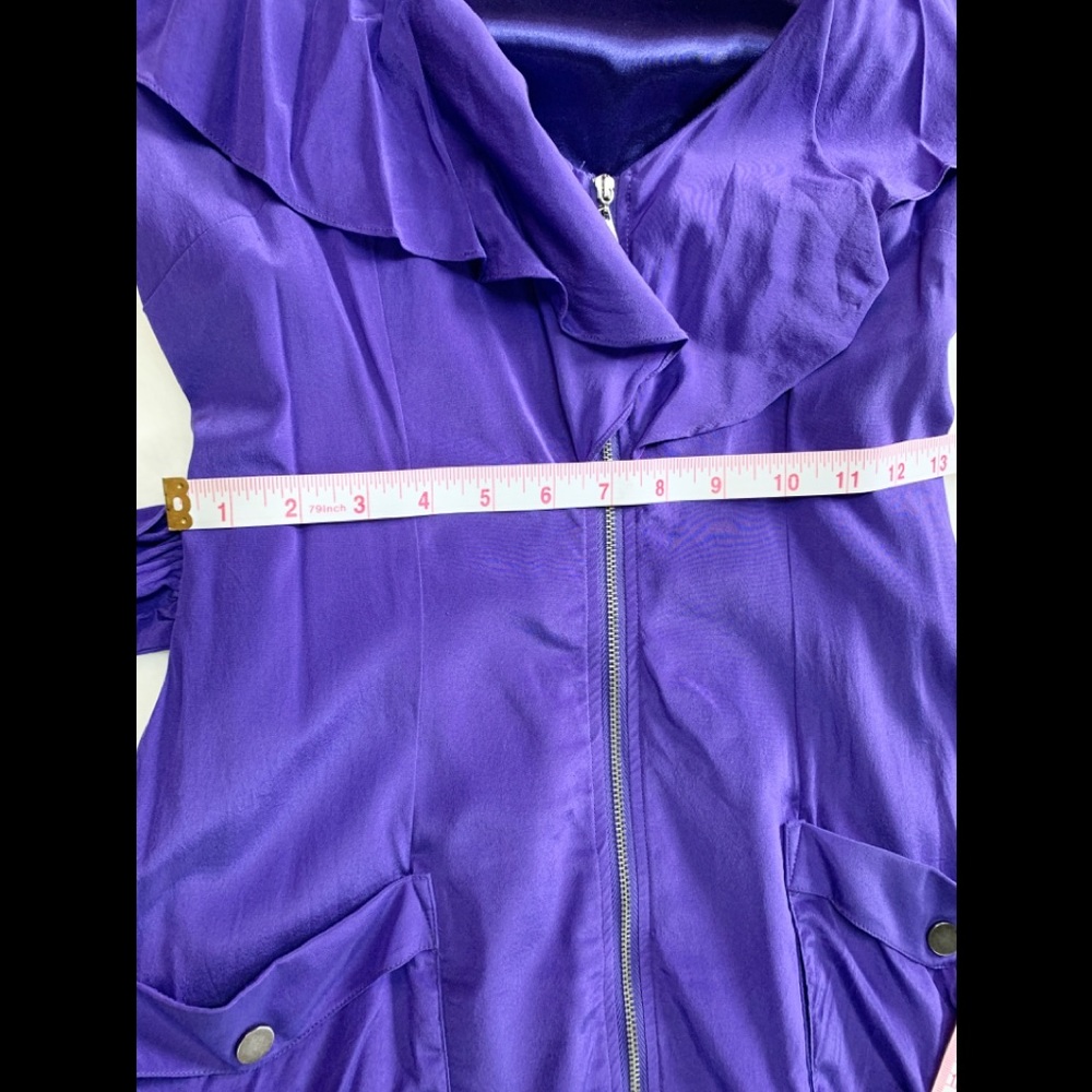 BEBE ZIP SILKY RUFFLE DRESS - Picture 8 of 8